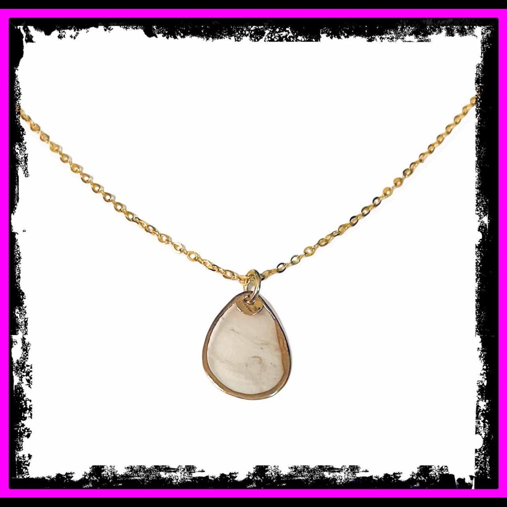 New 14k Gold S925 Silver Natural Mother Of Pearl Shell Water Droplet Necklace - Picture 15 of 15